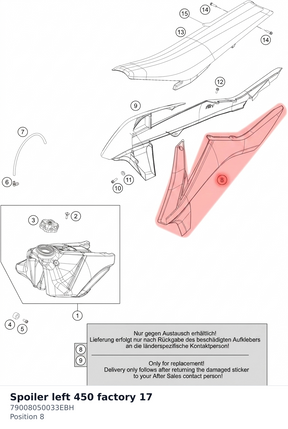 Diagram preview: Spoiler left 450 factory 17 (79008050033EBH)