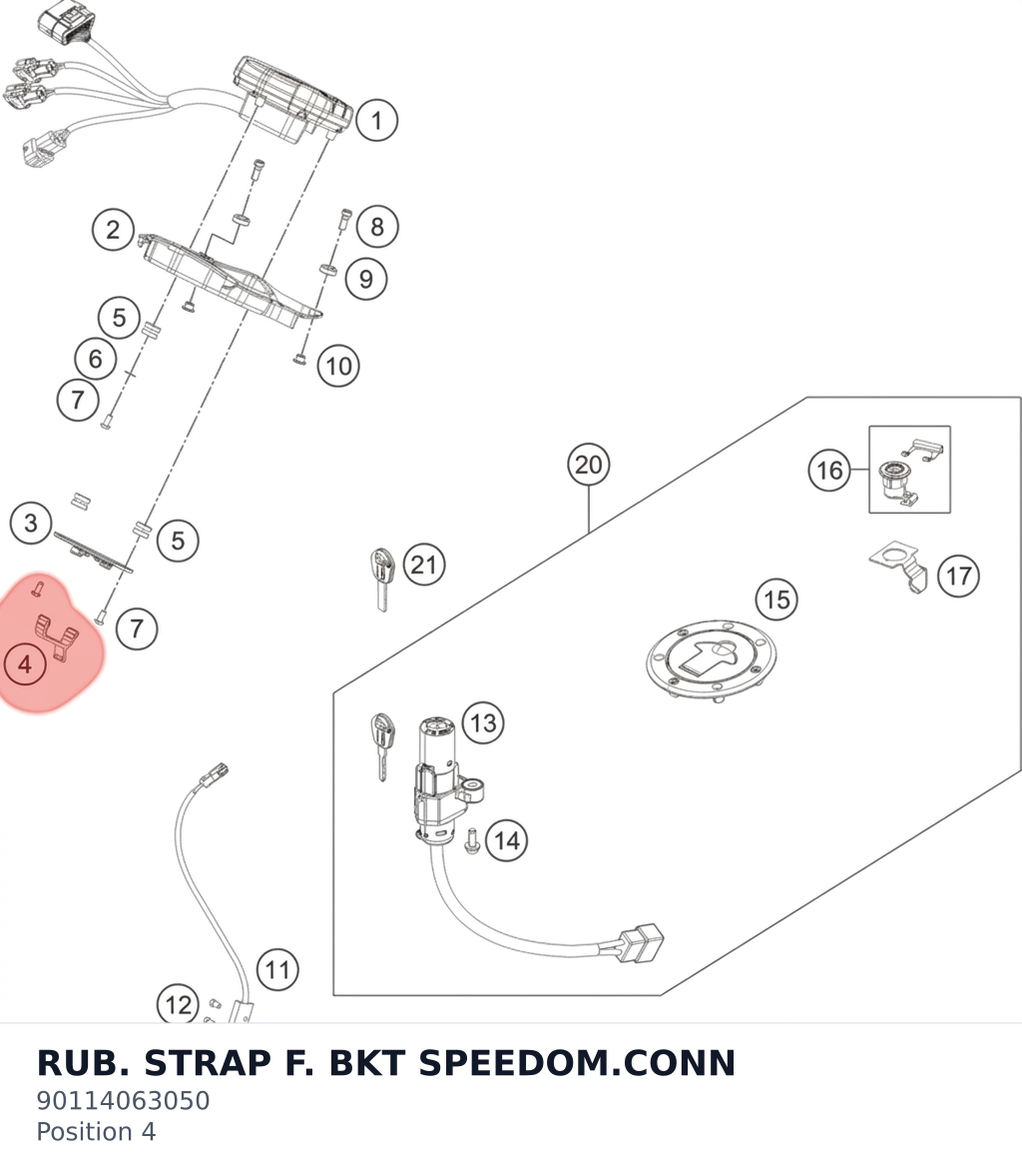 Diagram preview: RUB. STRAP F. BKT SPEEDOM.CONN (90114063050)