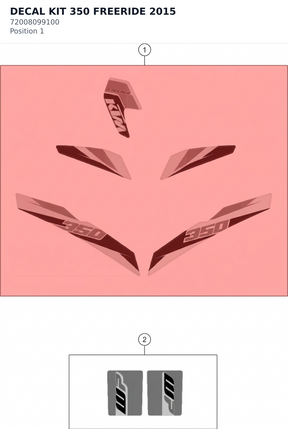 Diagram preview: DECAL KIT 350 FREERIDE    2015 (72008099100)