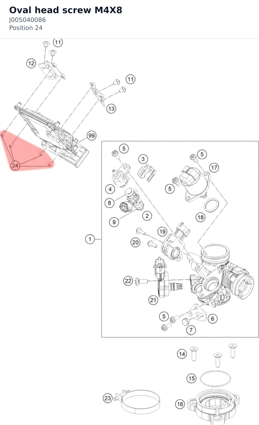 Diagram preview: Oval head screw M4X8 (J005040086)