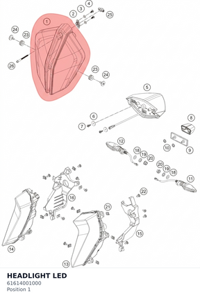 Diagram preview: HEADLIGHT LED (61614001000)