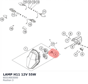 Diagram preview: LAMP H11 12V 55W (60314003000)