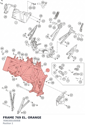 Diagram preview: FRAME 769 EL. ORANGE (76903001000EB)