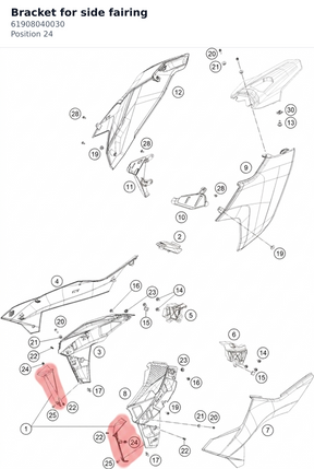 Diagram preview: Bracket for side fairing (61908040030)