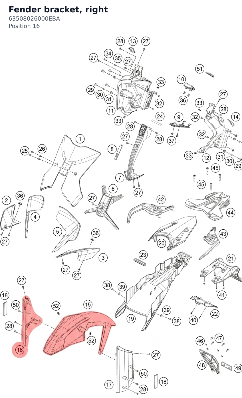 Diagram preview: Fender bracket, right (63508026000EBA)