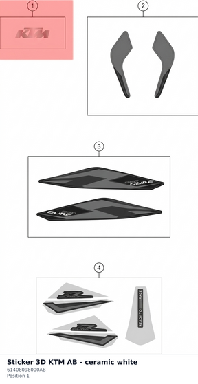 Diagram preview: Sticker 3D KTM AB - ceramic white (61408098000AB)