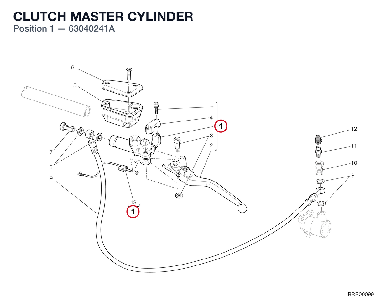 CLUTCH MASTER CYLINDER 63040241A diagram position