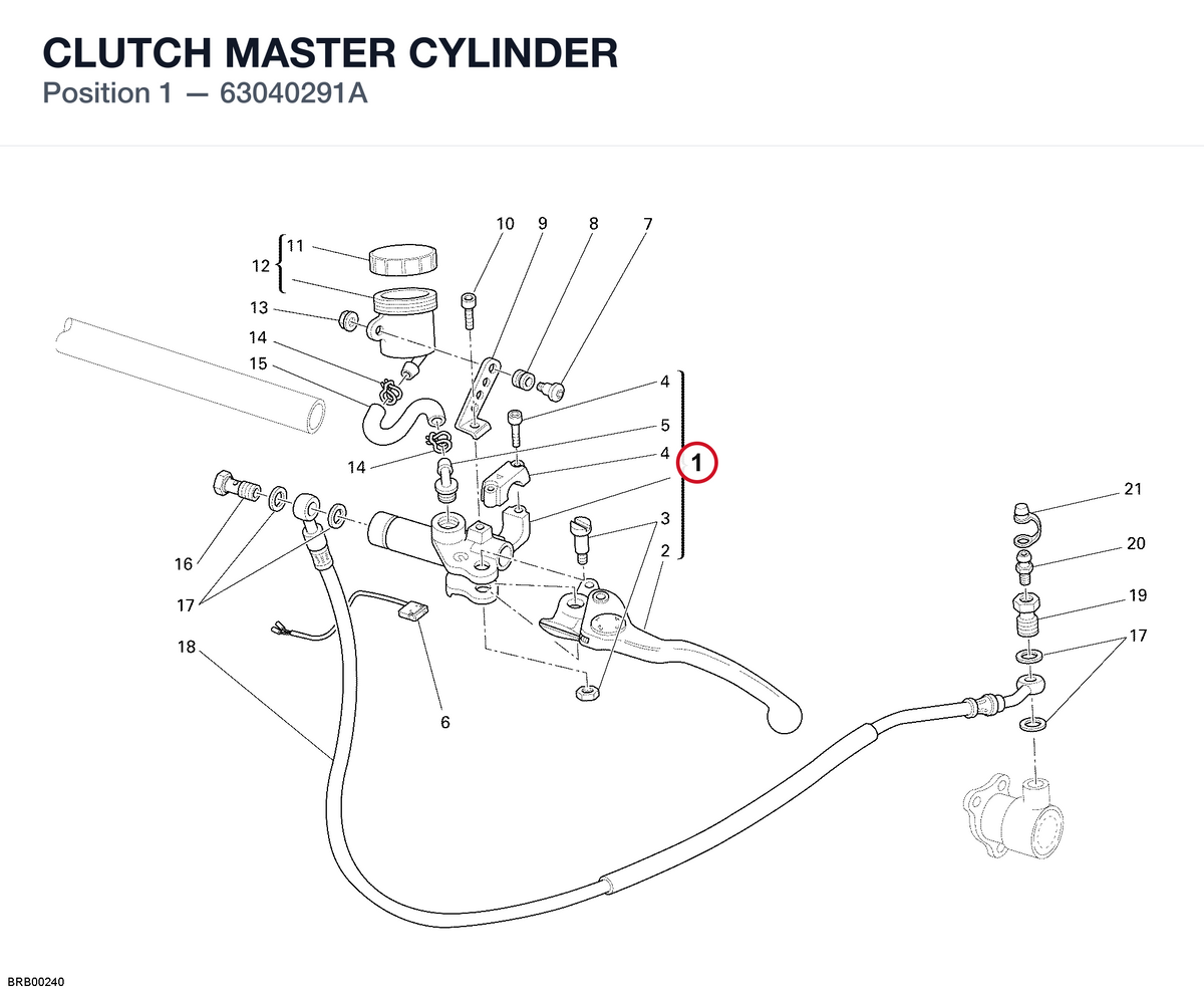 CLUTCH MASTER CYLINDER 63040291A diagram position