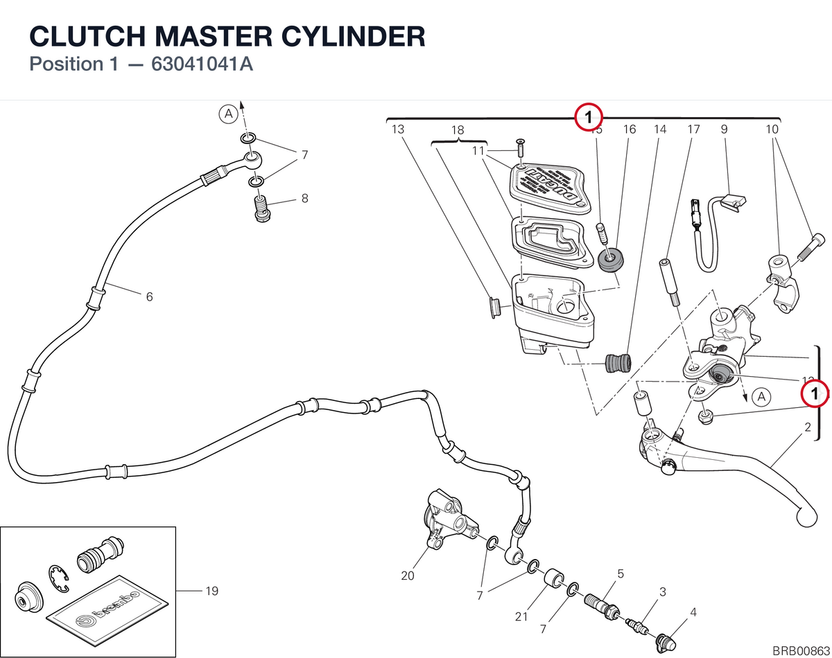 CLUTCH MASTER CYLINDER 63041041A diagram position