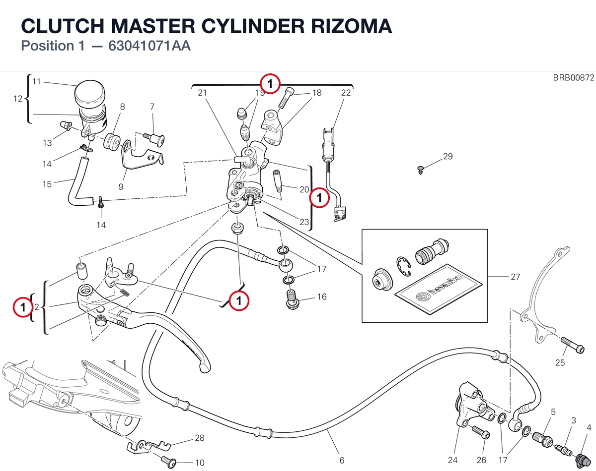 CLUTCH MASTER CYLINDER RIZOMA 63041071AA diagram position
