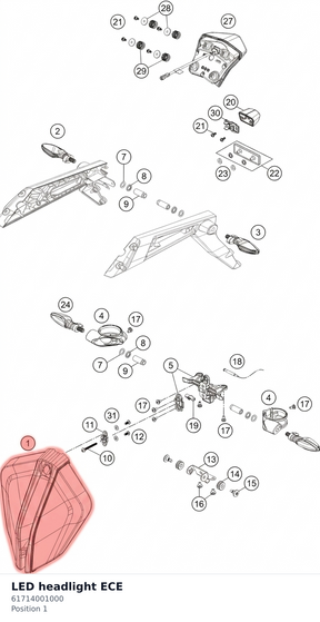 Diagram preview: LED headlight ECE (61714001000)