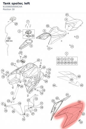 Diagram preview: Tank spoiler, left (61508050000CAA)