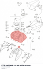 Diagram preview: KTM fuel tank cov up white-orange (90108049000EB)