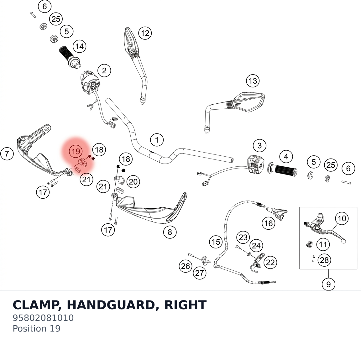 Diagram preview: CLAMP, HANDGUARD, RIGHT (95802081010)