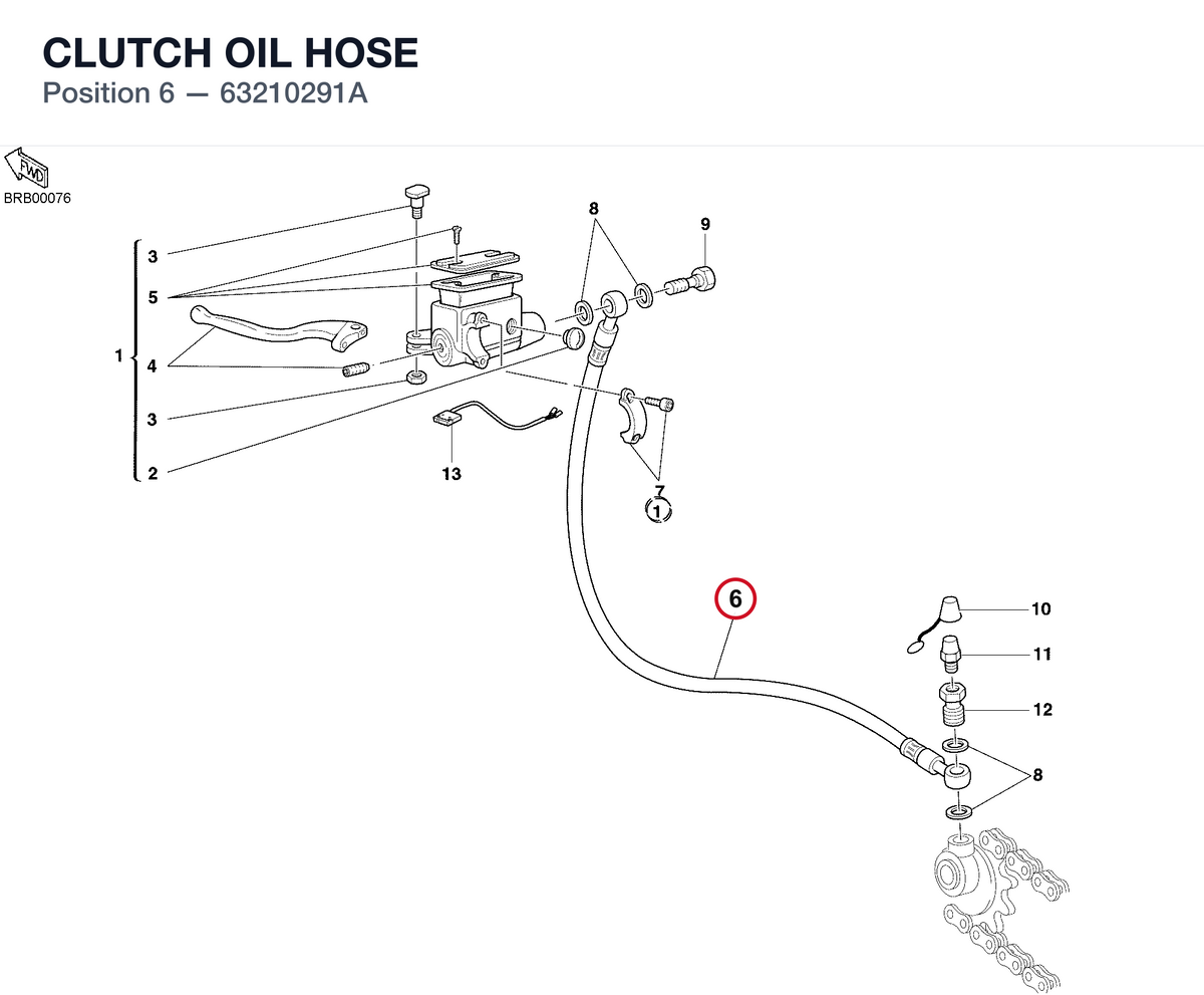 CLUTCH OIL HOSE 63210291A diagram position
