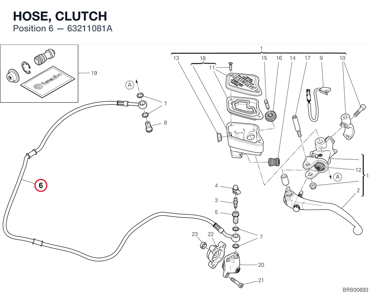 HOSE, CLUTCH 63211081A diagram position