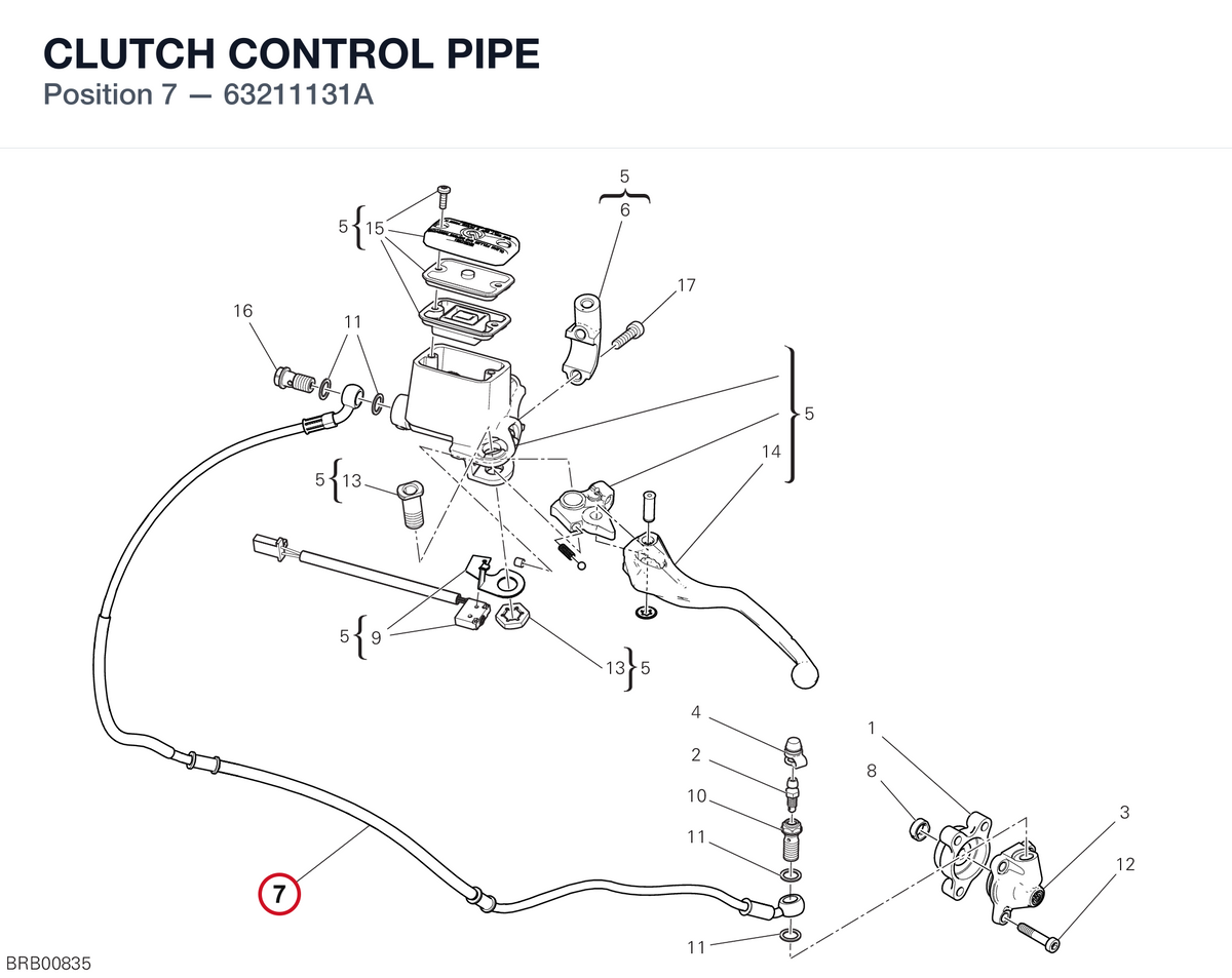 CLUTCH CONTROL PIPE 63211131A diagram position