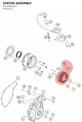 Diagram preview: STATOR ASSEMBLY (96239004033)
