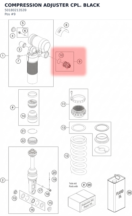 Diagram preview: COMPRESSION ADJUSTER CPL. BLACK (50180213S39)
