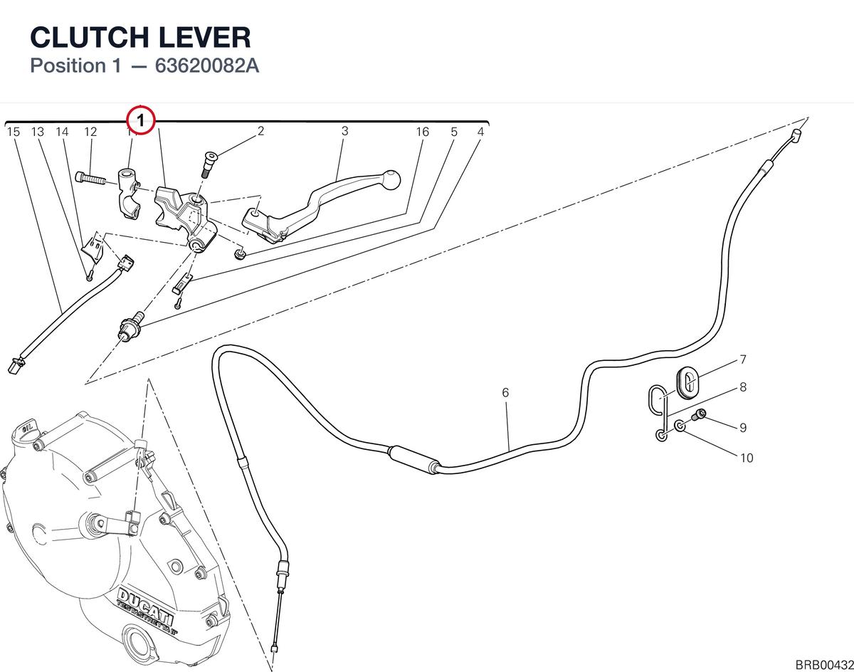 CLUTCH LEVER 63620082A diagram position