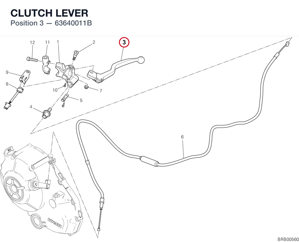CLUTCH LEVER 63640011B diagram position