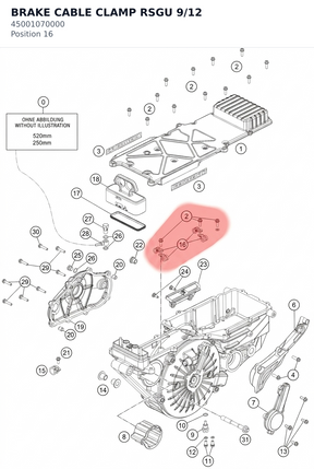 Diagram preview: BRAKE CABLE CLAMP RSGU 9/12 (45001070000)