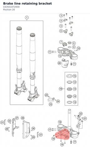 Diagram preview: Brake line retaining bracket (C63501072000)