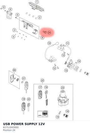 Diagram preview: USB POWER SUPPLY 12V (61711043000)