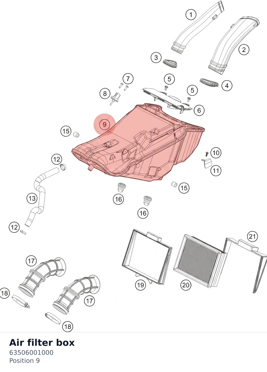 Diagram preview: Air filter box (63506001000)