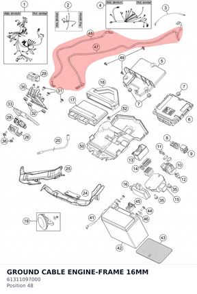 Diagram preview: GROUND CABLE ENGINE-FRAME 16MM (61311097000)