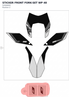 Diagram preview: STICKER FRONT FORK-SET WP 48 (52000091)