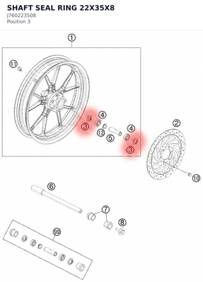 Diagram preview: SHAFT SEAL RING 22X35X8 (J760223508)