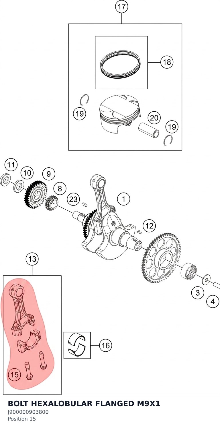 Diagram preview: BOLT HEXALOBULAR FLANGED M9X1 (J900000903800)