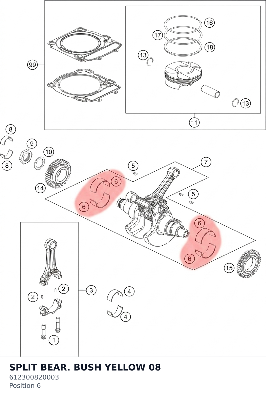 Diagram preview: SPLIT BEAR. BUSH YELLOW     08 (612300820003)