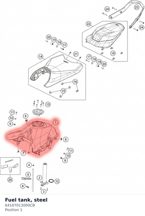 Diagram preview: Fuel tank, steel (64107013000CB)