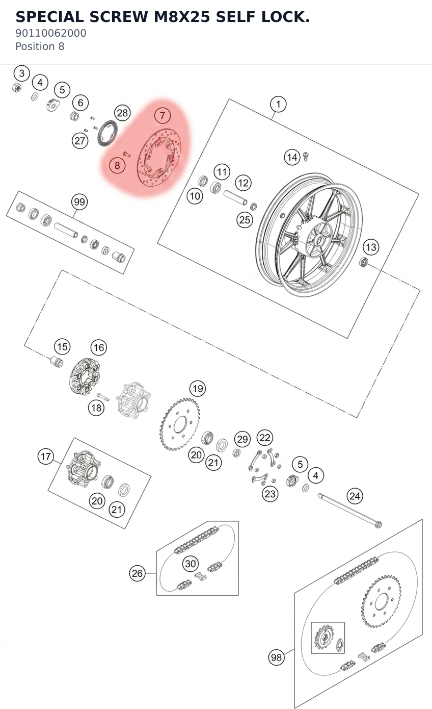 Diagram preview: SPECIAL SCREW M8X25 SELF LOCK. (90110062000)