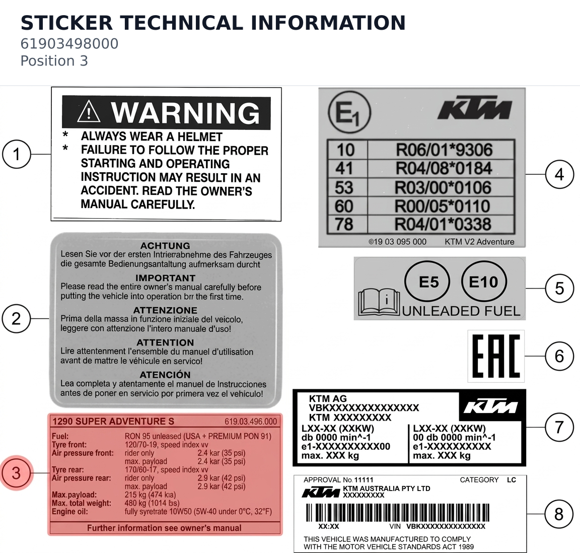 Diagram preview: STICKER TECHNICAL INFORMATION (61903498000)
