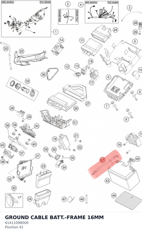 Diagram preview: GROUND CABLE BATT.-FRAME 16MM (61411098000)