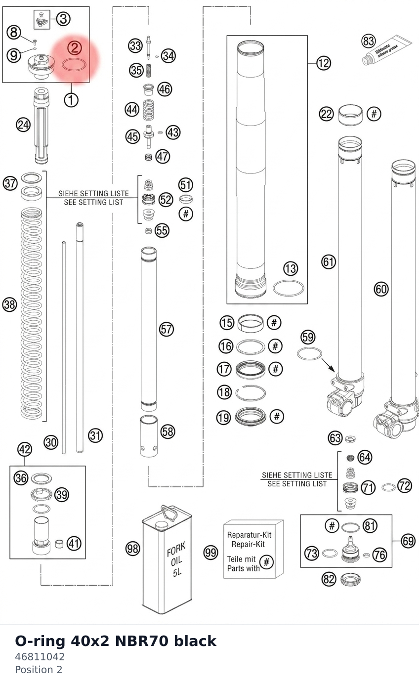 Diagram preview: O-ring 40x2 NBR70 black (46811042)