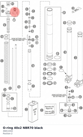 Diagram preview: O-ring 40x2 NBR70 black (46811042)