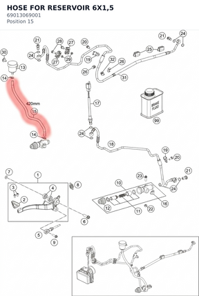 Diagram preview: HOSE FOR RESERVOIR 6X1,5 (69013069001)