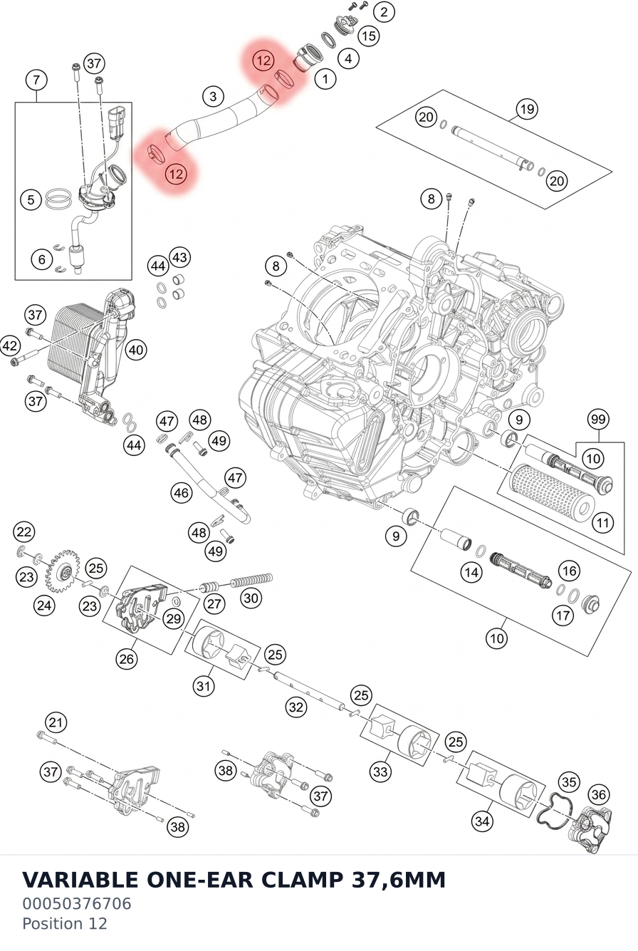Diagram preview: VARIABLE ONE-EAR CLAMP 37,6MM (00050376706)