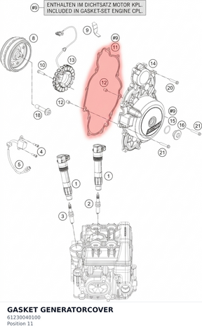 Diagram preview: GASKET GENERATORCOVER (61230040100)