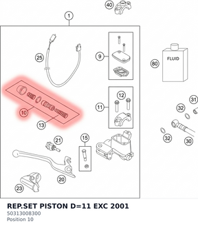 Diagram preview: REP.SET PISTON D=11 EXC 2001 (50313008300)