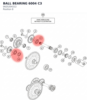 Diagram preview: BALL BEARING 6004 C3 (0625204212)