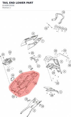 Diagram preview: TAIL END LOWER PART (61408019100)