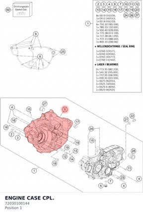 Diagram preview: ENGINE CASE CPL. (72030100144)