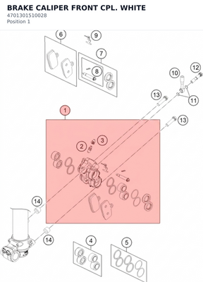 Diagram preview: BRAKE CALIPER FRONT CPL. WHITE (4701301510028)