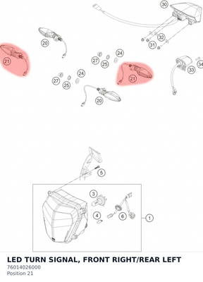 Diagram preview: LED TURN SIGNAL, FRONT RIGHT/REAR LEFT (76014026000)