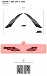 Diagram preview: Decal Set 250 EXC-F 2019 (79608198018)